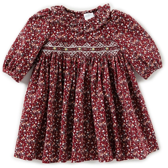 Luli & Me Red Smocked Christmas Dress Size 12 M - Picture 1 of 5